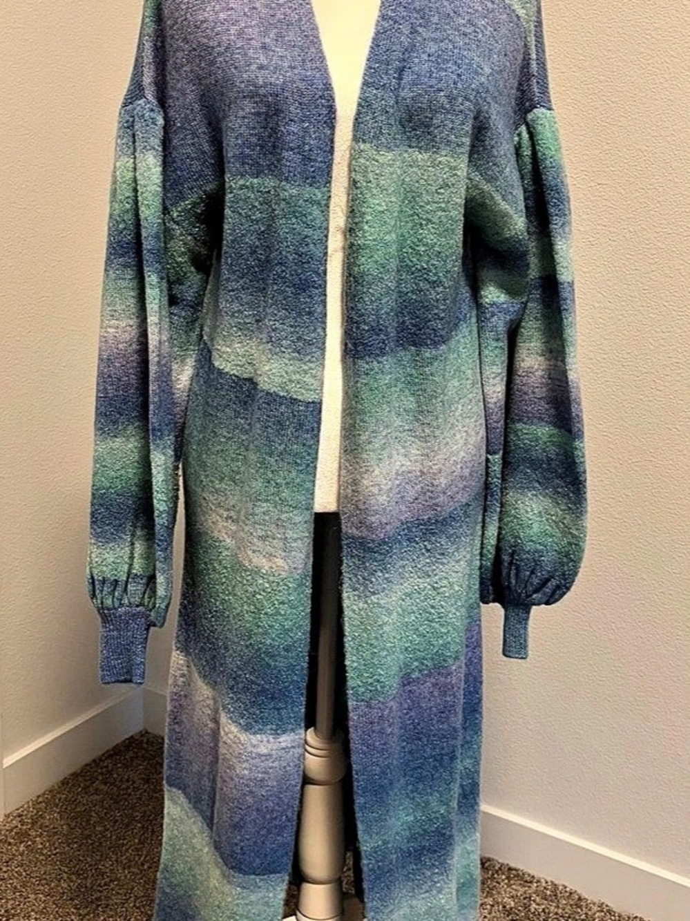Anthropologie Abstract Striped Cardigan in Blue & Green (NWOT)